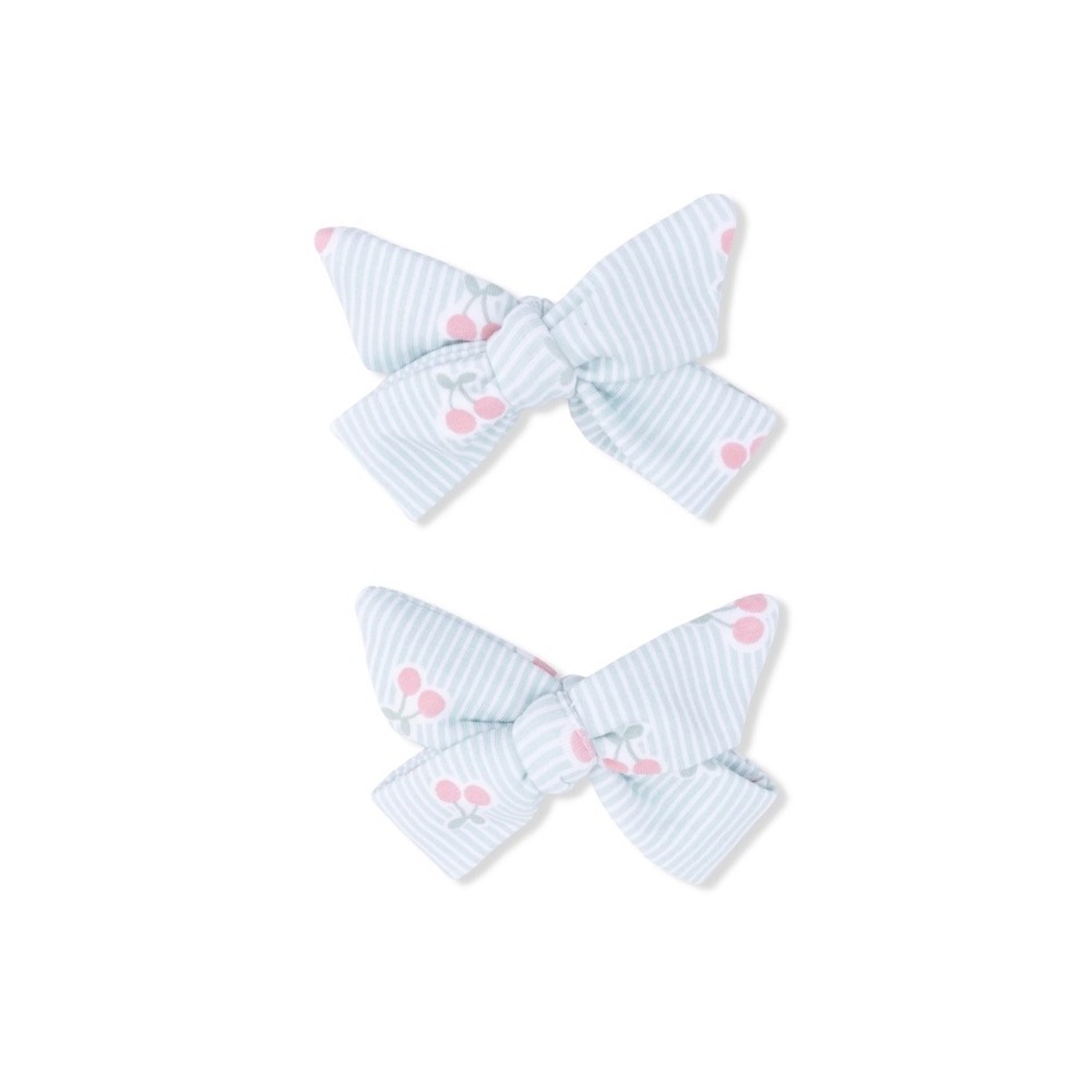 Angel Dear Tiny Cherry Stripe 2-Pack Bow Clips Baby Girl